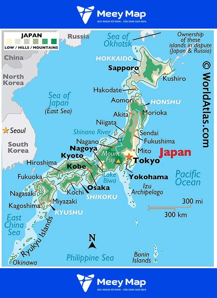 Bản đồ Nhật Bản đầy đủ các tỉnh