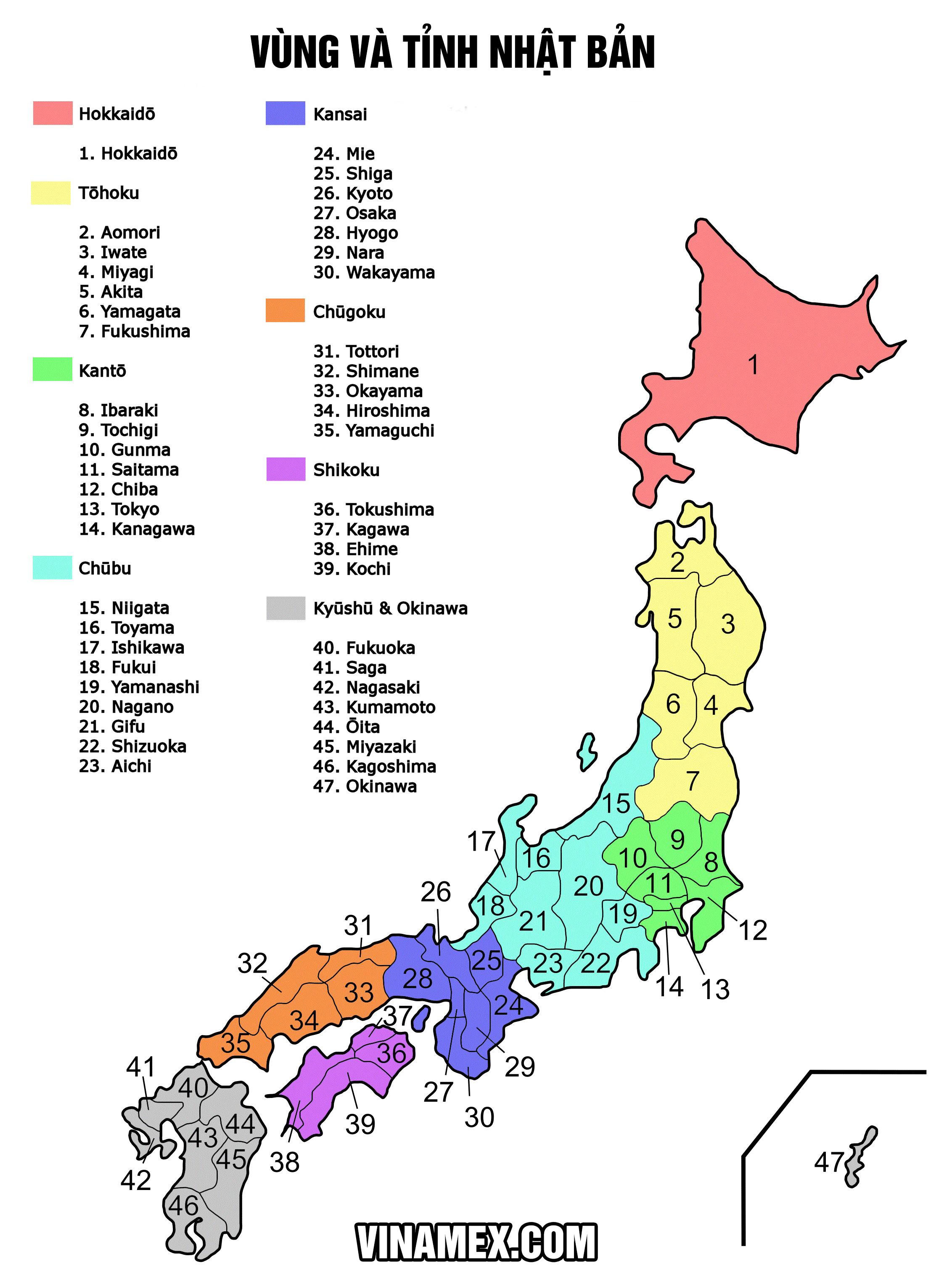 Nhật Bản có bao nhiêu tỉnh
