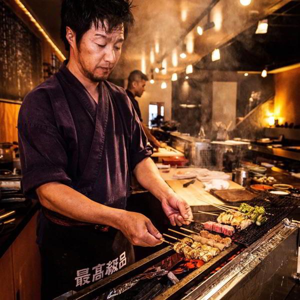 Thịt gà xiên nướng Yakitori là một trong những món ăn đường phố nổi tiếng Nhật Bản